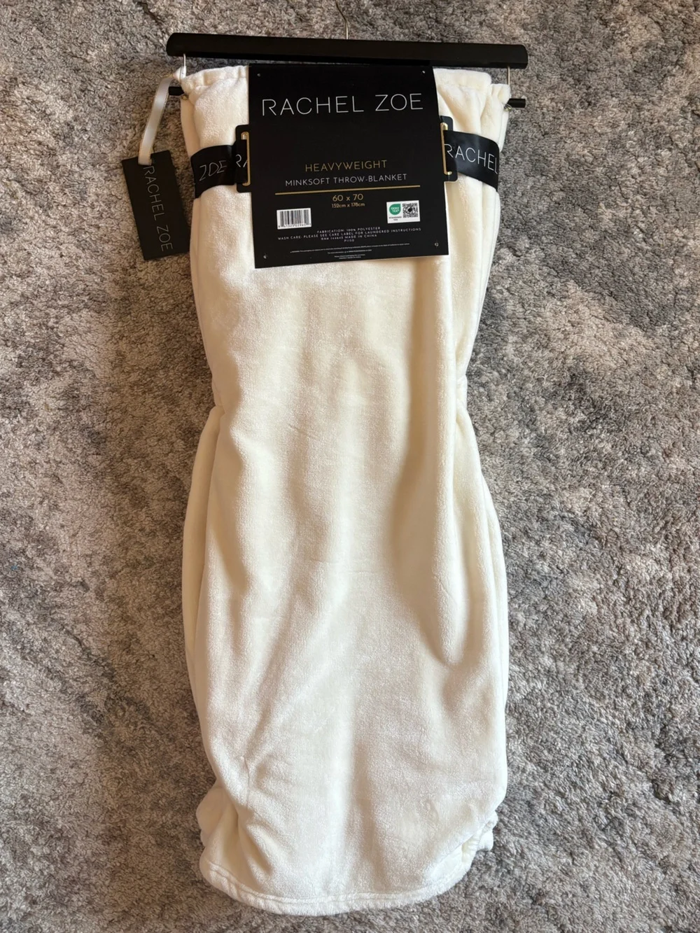 Rachel Zoe Cream Plush Minksoft Throw Blanket 60 x 70”